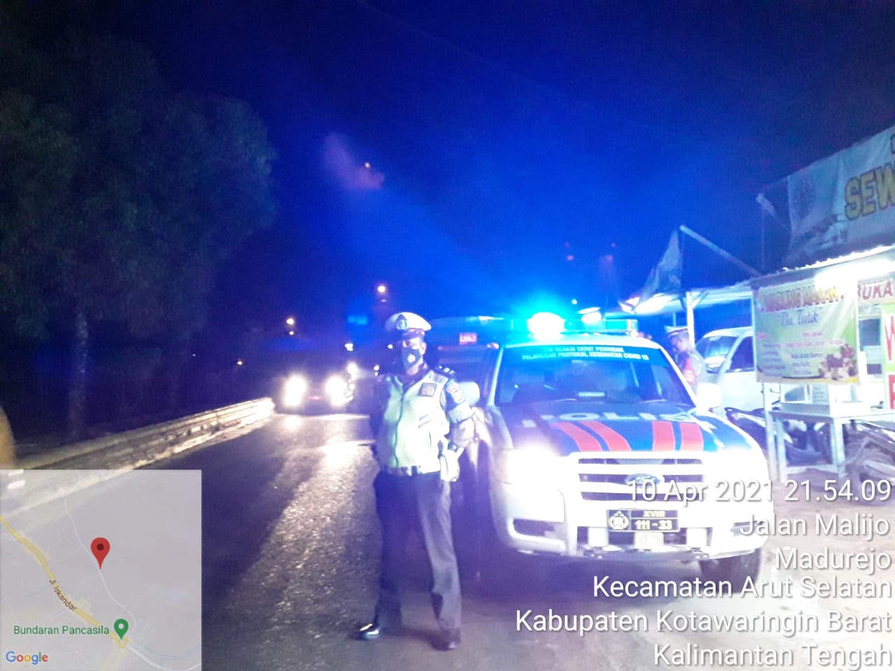 Satlantas Polres Kobar Laksanakan Blue Night Patrol di Jam Rawan