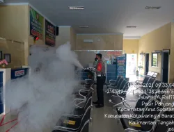 Satlantas Polres Kobar melaksanakan kegiatan Fogging Disinfecktan