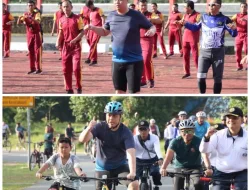 Menyemarakkan Menyambut Hari Bhayangkara Ke-76, Polres Lingga Gelar Sepeda Gembira dan Senam Aerobik