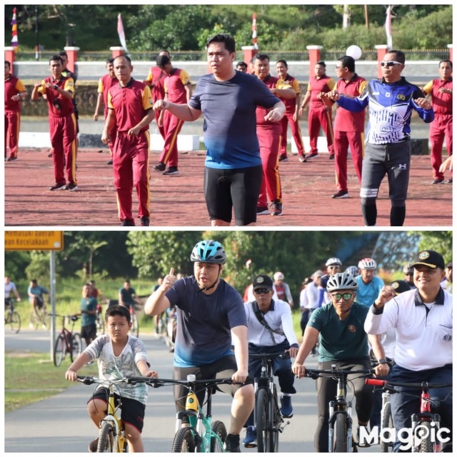 Menyemarakkan Menyambut Hari Bhayangkara Ke-76, Polres Lingga Gelar Sepeda Gembira dan Senam Aerobik