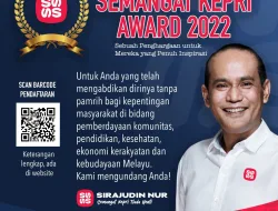 Sambut Hari Kemerdekaan, Sirajudin Nur Gelar Anugerah Semangat Kepri Award 2022 Bagi Warga Kepri