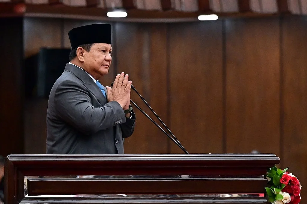 Presiden Prabowo Ketika berpidato.