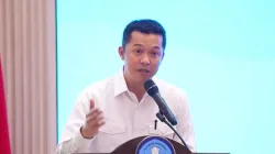 Wakil Menteri Pemuda dan Olahraga (Wamenpora) Taufik Hidayat saat memberikan sambutan di acara Peluncuran Program Beasiswa Atlet Berprestasi di Jakarta.