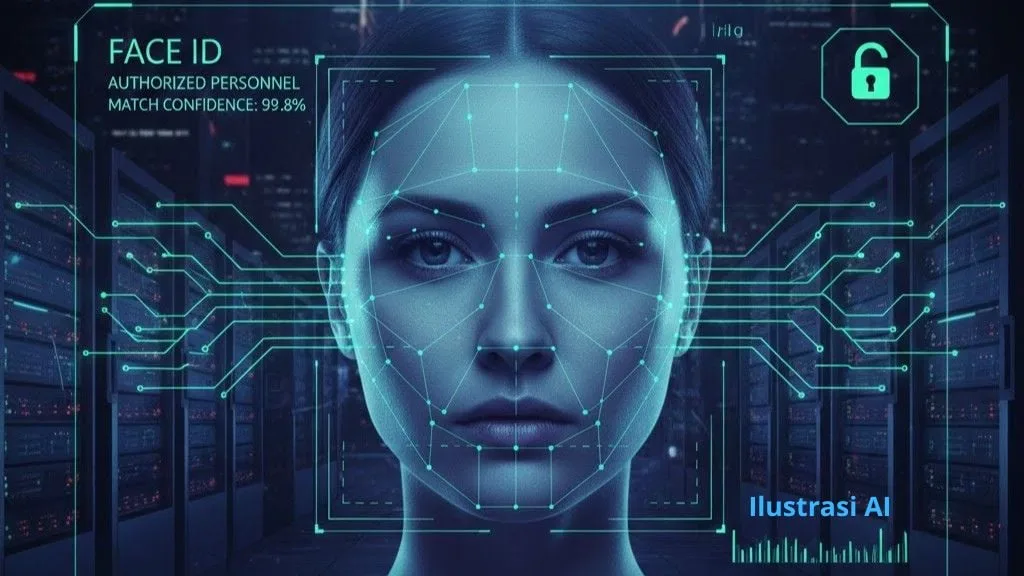 Ilustrasi perekaman wajah (face recognition).
