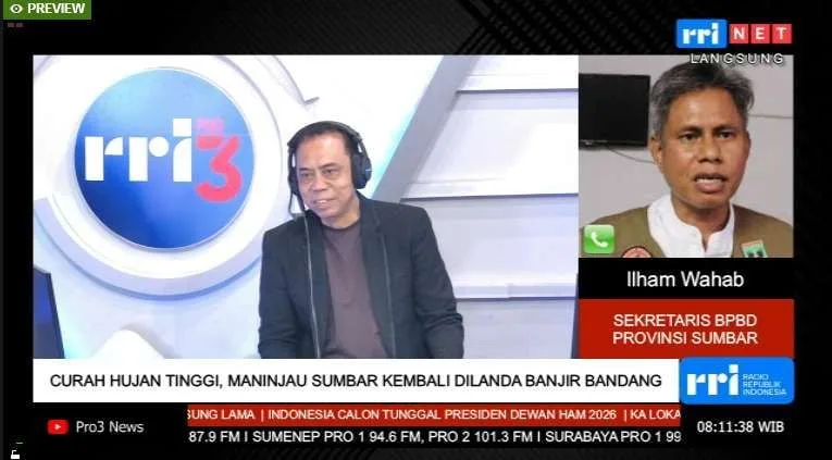 Sekretaris BPBD Subar, Ilham Wahab, dalam perbincangan dengan RRI Pro 3, Jumat (26/12/2025).