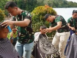 Kodim 0210/Taput Gelar Cukur Rambut Gratis bagi Anak Korban Banjir dan Longsor