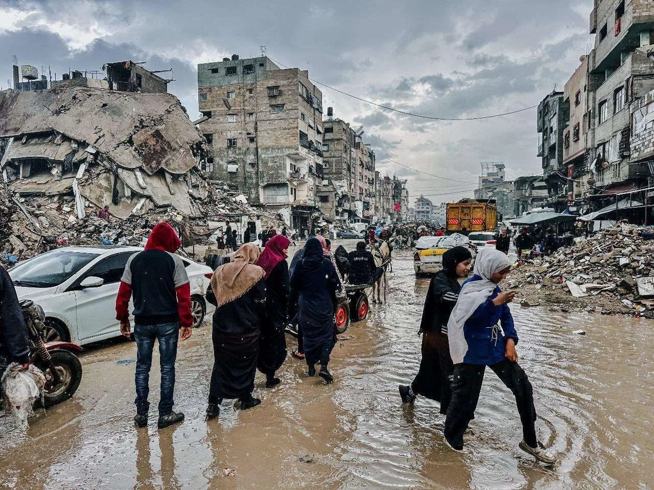 Kondisi Gaza setelah diterpa badai musim dingin.