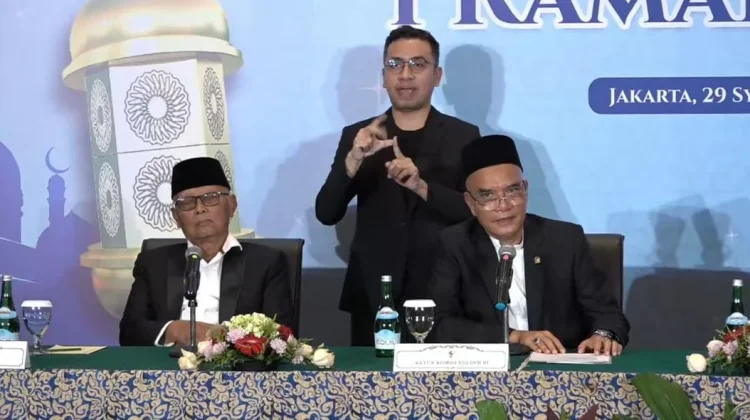 Ketua Komisi VIII Dewan Perwakilan Rakyat (DPR) Marwan Dasopang memberikan keterangan pers usai sidang Isbat di Hotel Borobudur, Jakarta Pusat, Selasa, 17 Februari 2026.