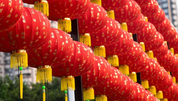 Ilustrasi lampion Imlek.