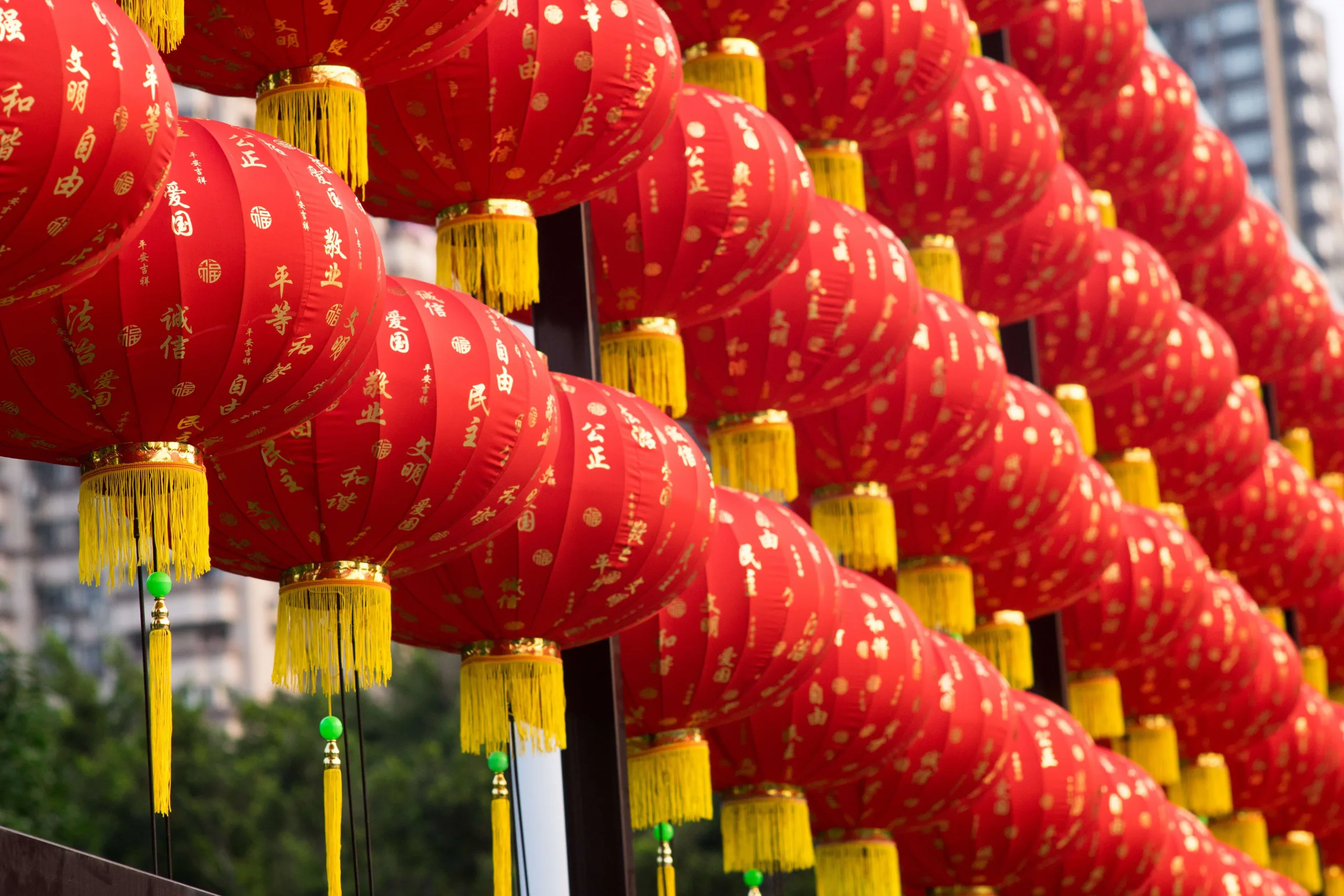 Ilustrasi lampion Imlek.