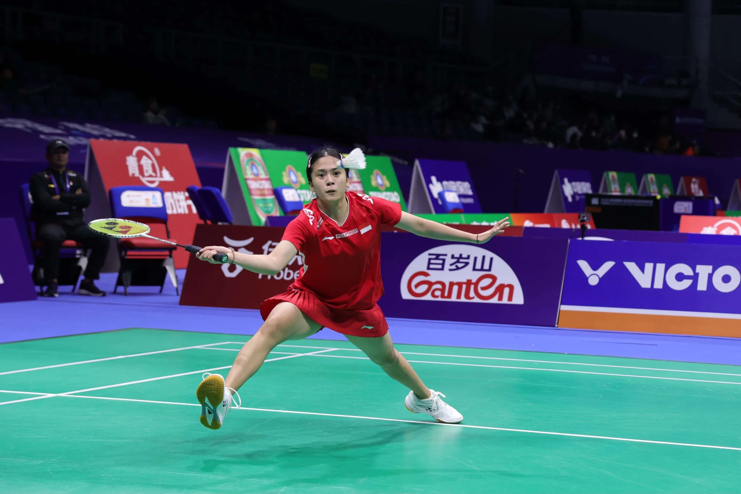 Ni Kadek Dhinda Amartya Pratiwi saat tampil di Conson Gymnasium, Qingdao, Tiongkok, Jumat 6 Februari 2026.