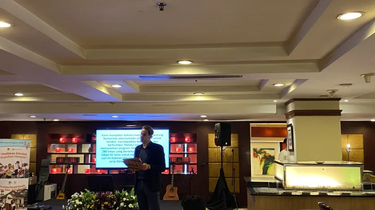 President Director Super Indo, Boudewiin saat memberikan sambutan dalam acara Media Gathering Super Indo di Jakarta, Kamis, 26 Februari 2026.