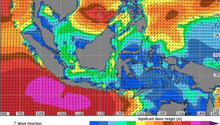 Ilustrasi radar BMKG memprediksi potensi gelombang tinggi di sejumlah wilayah perairan Sulawesi Tenggara pada 27-30 Juli 2026