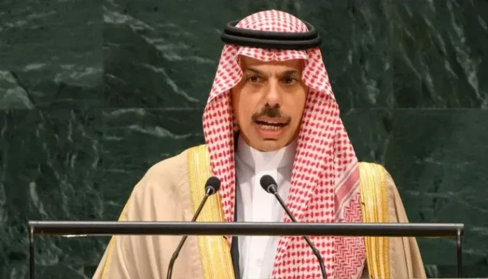 Pangeran Faisal bin Farhan Al Saud dari Arab Saudi menyampaikan pidato pada Debat Umum Sesi ke-81 Majelis Umum PBB, Sabtu, 26 September 2026 di Markas Besar, PBB, New York, Amerika Serikat