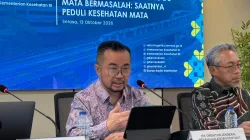PLT Direktur Jenderal Penanggulangan Penyakit Kemenkes, Andi Saguni saat konferensi pers di kantor Kemenkes, Jakarta, Selasa, 13 Oktober 2026.